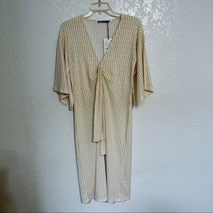 ZARA/ yellow & white tie front maxi dress size S NWT